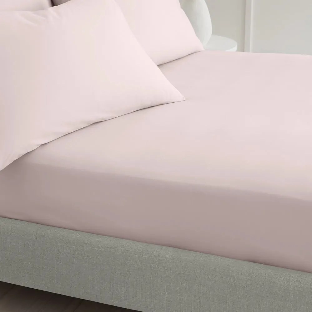 Ružová napínacia plachta z bavlneného perkálu 150x200 cm Cotton Percale – Bianca