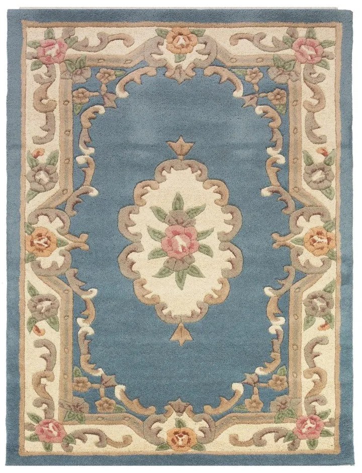 Modrý koberec z vlny Flair Rugs Aubusson, 120 × 180 cm
