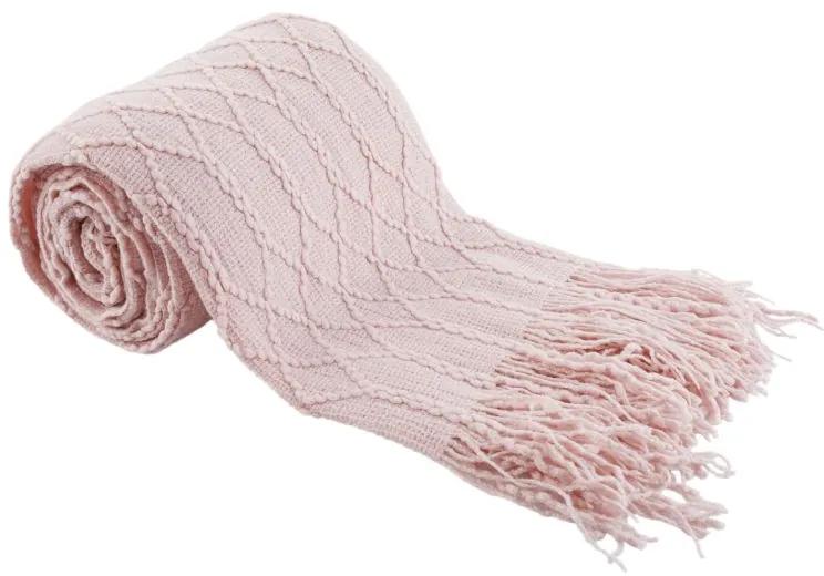 Kondela SULIA TYP 1, pletená deka so strapcami, svetloružová, 120x150 cm