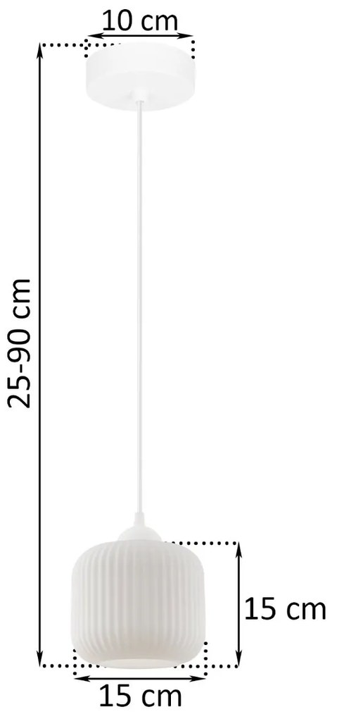 Závesné svietidlo Riffle, 1x biele sklenené tienidlo, w