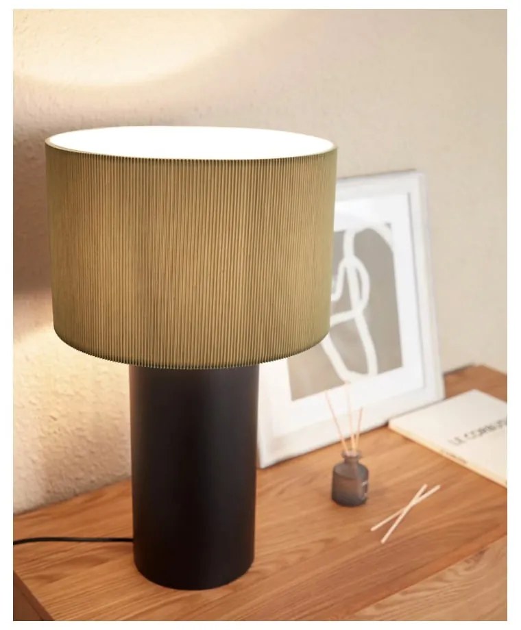 Čierno-sivá stolová lampa s kovovým tienidlom (výška 50 cm) Domicina - Kave Home