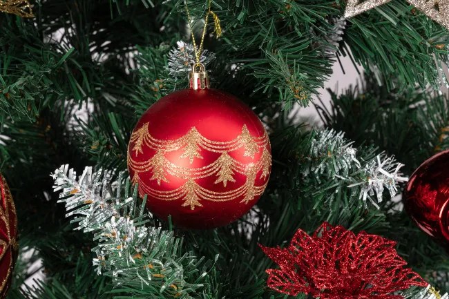 Sada vianočných závesných dekorácií MARIEN zlatá / červená (70 ks)