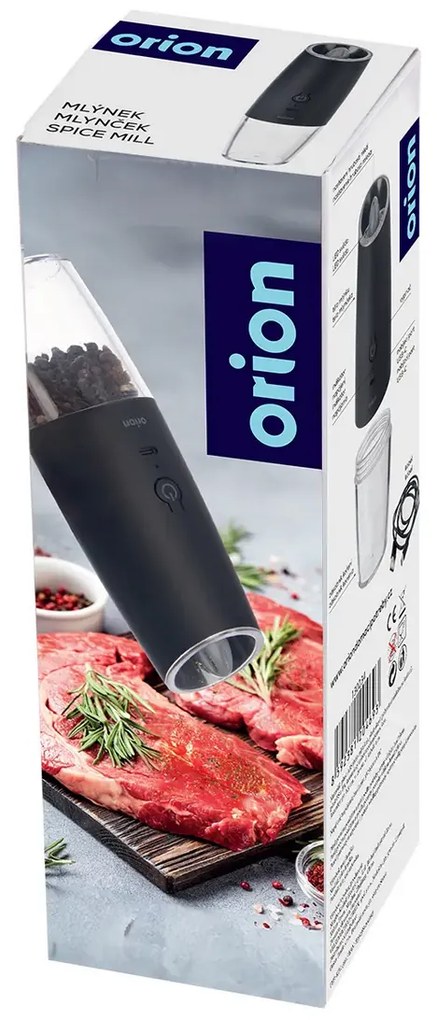 Orion Akumulátorový mlynček na korenie s LED osvetlením, 20 cm