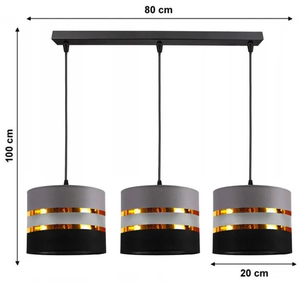 Luster na lanku CORAL 3xE27/60W/230V čiernošedá