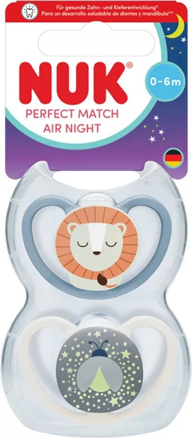 Dojčenský cumlík NUK Perfect Match Air Night FIREFLY/LION 0-6m 2ks, vel. 0-6 m