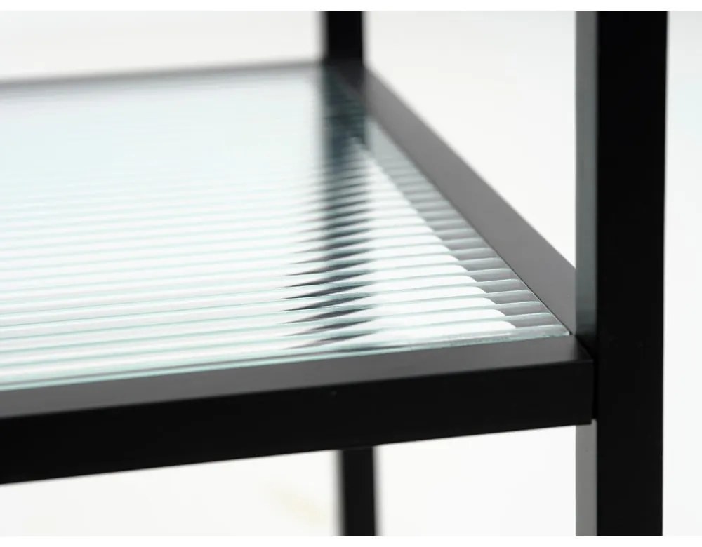 Sklenený servírovací stolík na kolieskach 42x70 cm Bronco – Unique Furniture