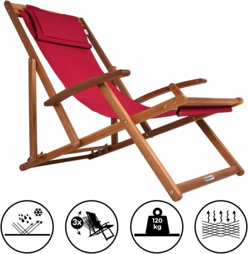 Záhradné lehátko SIENA, 65x87x102cm, červená Casaria