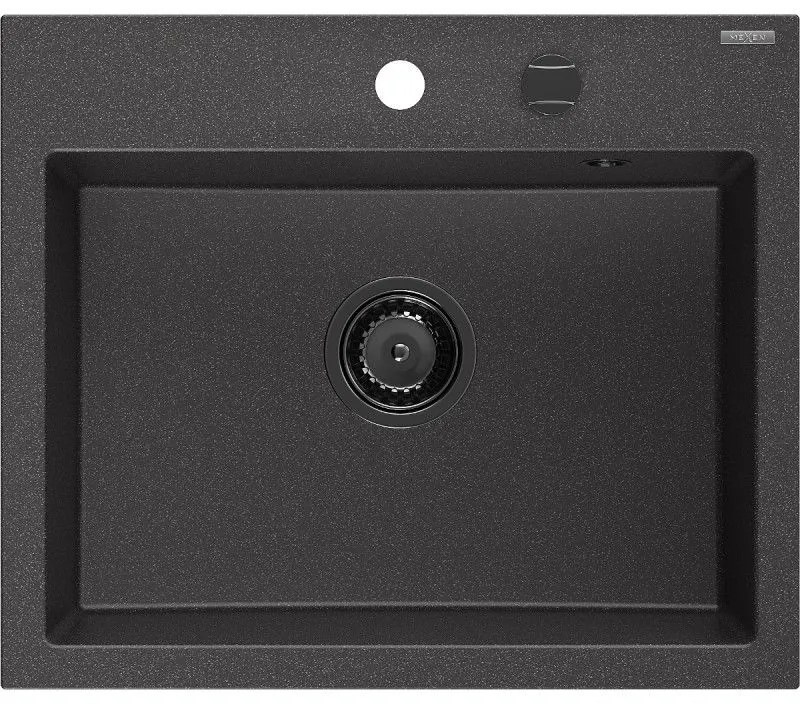 Mexen Oscar, 1-komorový granitový drez 580x490x205 mm, čierna škvrnitá, 6519581000-76-B