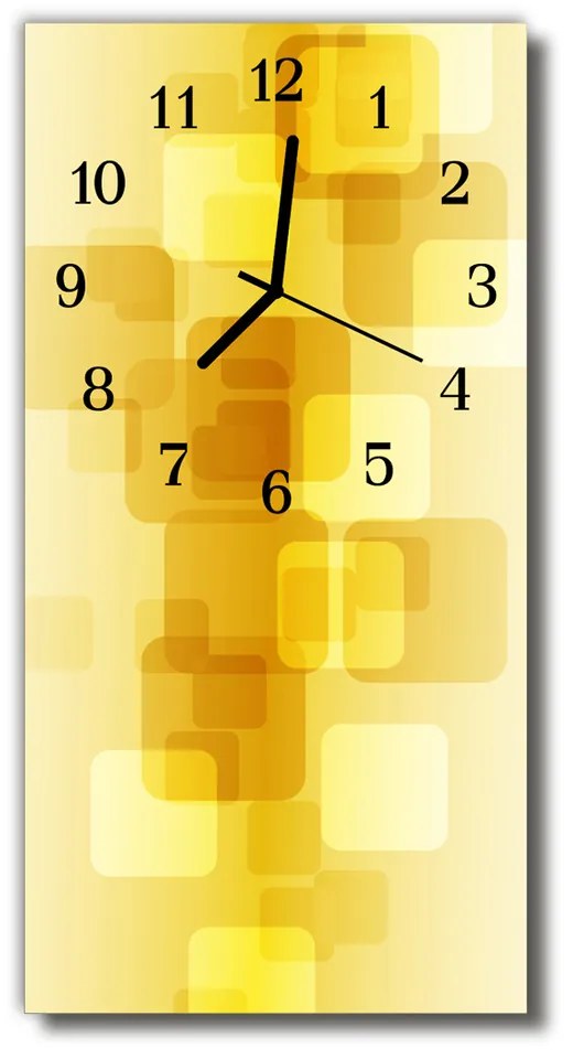 Sklenené hodiny vertikálne Umenie zlaté žlté obdĺžniky 30x60 cm
