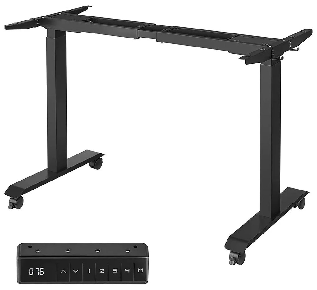 Nastaviteľný rám kancelárskeho stola, elektrický, 69-115x107,5-175x60cm, čierny