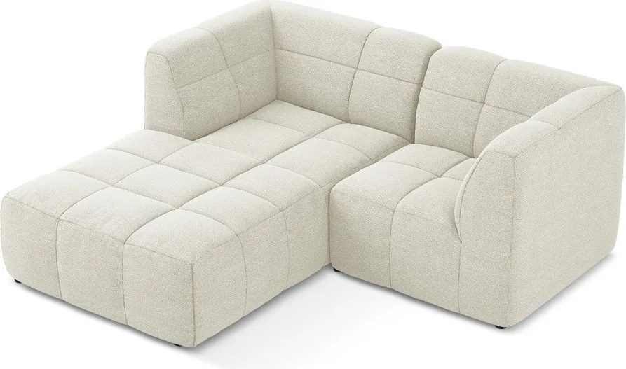 Béžová rohová pohovka z textílie buklé (ľavý roh/s leňoškou) Aloha – Makamii