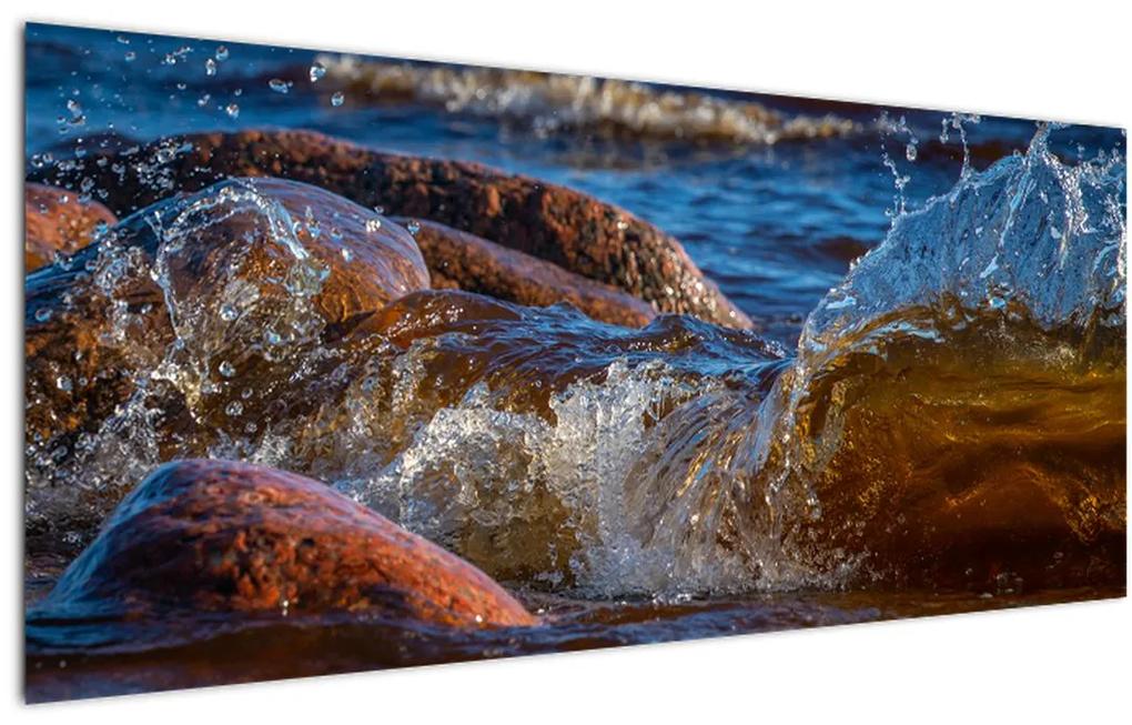 Detailný obraz - voda medzi kameňmi (120x50 cm)