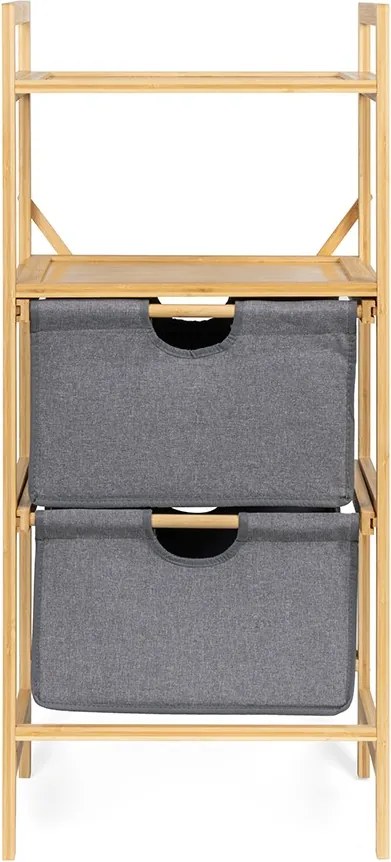 Noela Bambusový regál s 2 látkovými šuplíkmi BASKET URBAN šedý