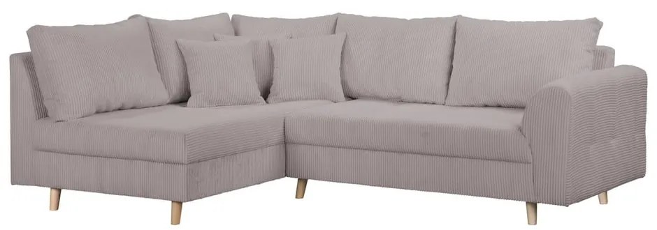 Sivá menčestrová rohová pohovka (ľavý roh) Ariella – Ropez