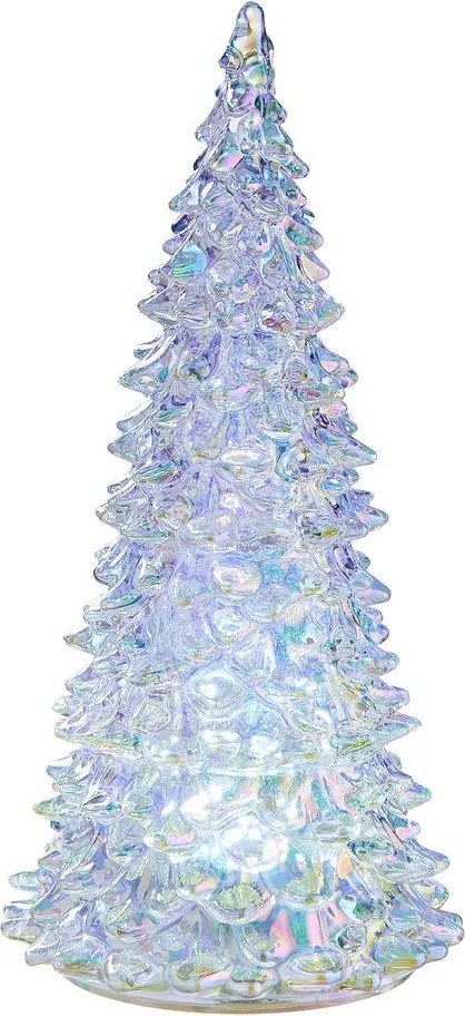 CRYSTAL LED Jedľa sklenená 22 cm - strieborná