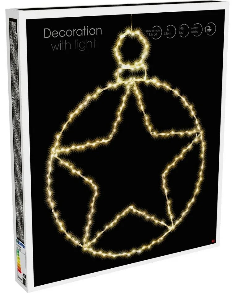 Vianočná závesná LED dekorácia Kerstball Star 236 LED, 48 cm