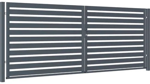Brána POLARGOS Safir Element 400 x 150 cm dvojkrídlová stavebnicové prevedenie 7024 grafitová sivá
