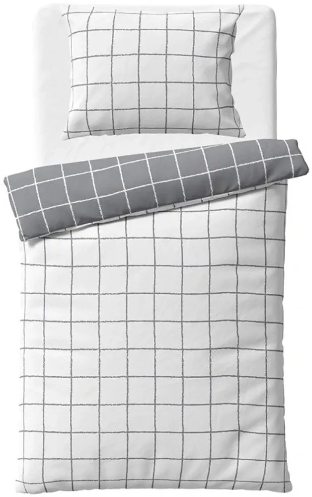 Flanelové posteľné obliečky Káro City - 70x90 cm + 140x200 cm