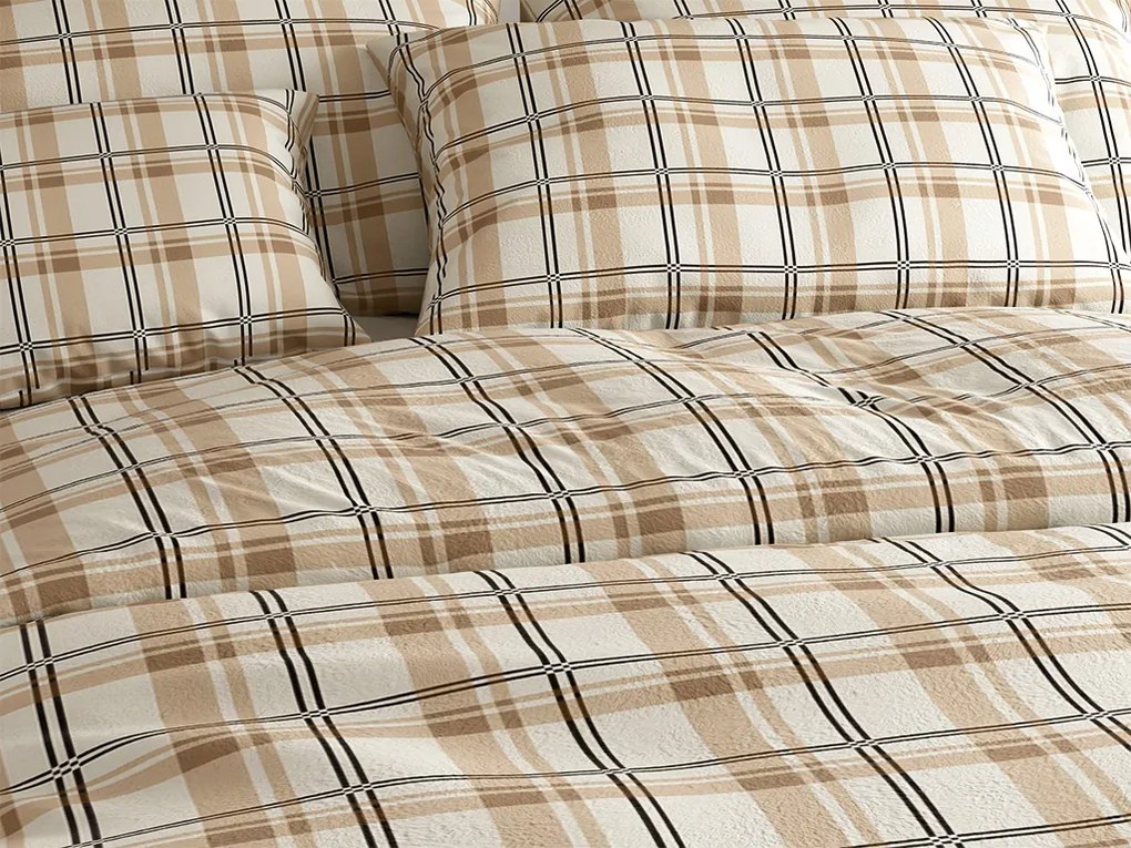 Mikroplyšové obliečky PLAID krémové Rozmer obliečky: 2 ks 70 x 90 cm | 200 x 220 cm