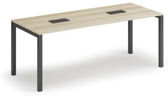 Stôl SQUARE 2000 x 800 x 750, dub prírodný + 2x stolná zásuvka TYP V, čierna