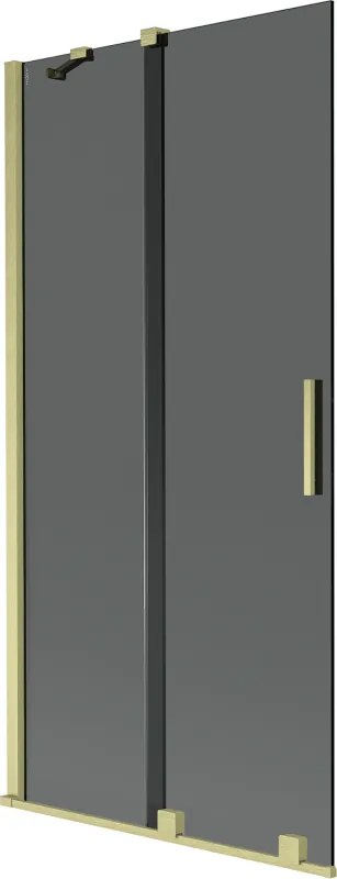 Mexen Velar, 2-krídlová posuvná vaňová zástena 90 x 150 cm, 8mm šedé sklo, zlatá matná, 896-090-000-41-55