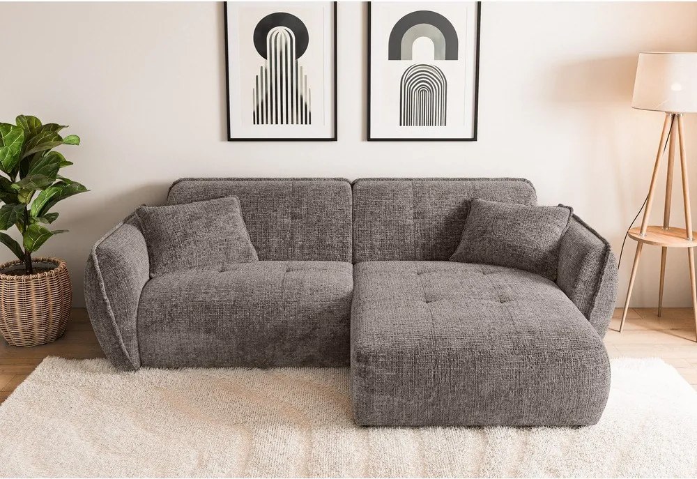 Taupe ženilková rohová pohovka (pravý roh/s leňoškou) Nelia – Ropez