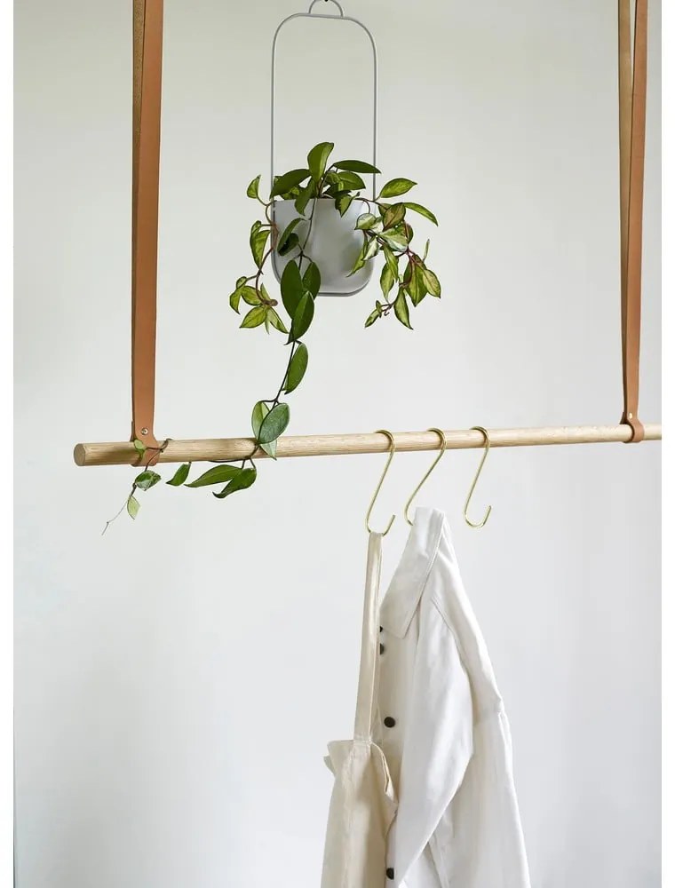 Súprava 2 svetlosivých závesných železných kvetináčov Hübsch Juro