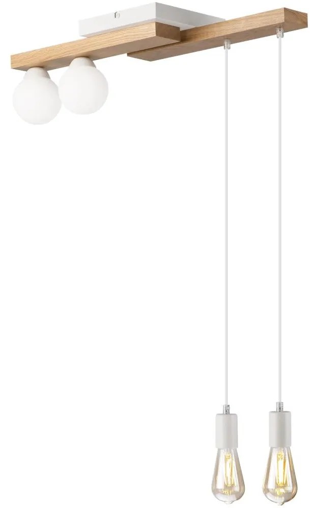 Luster na lanku CORTINA 2xE27/15W/230V + 2xG9/5W/230V biela/dub