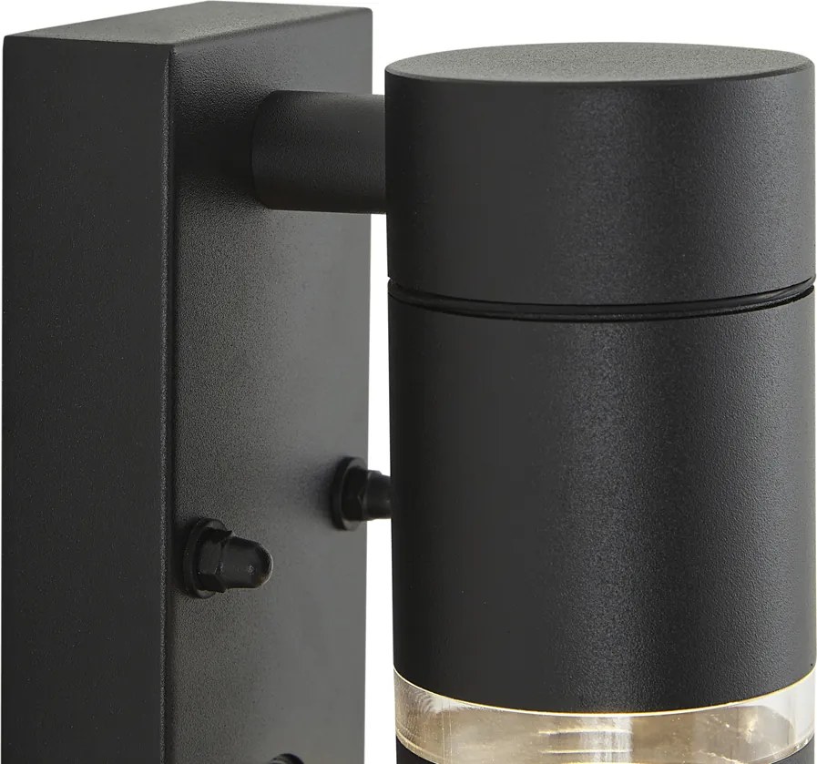 Moderné vonkajšie nástenné svietidlo čierne IP44 s pohybovým senzorom - Ensam