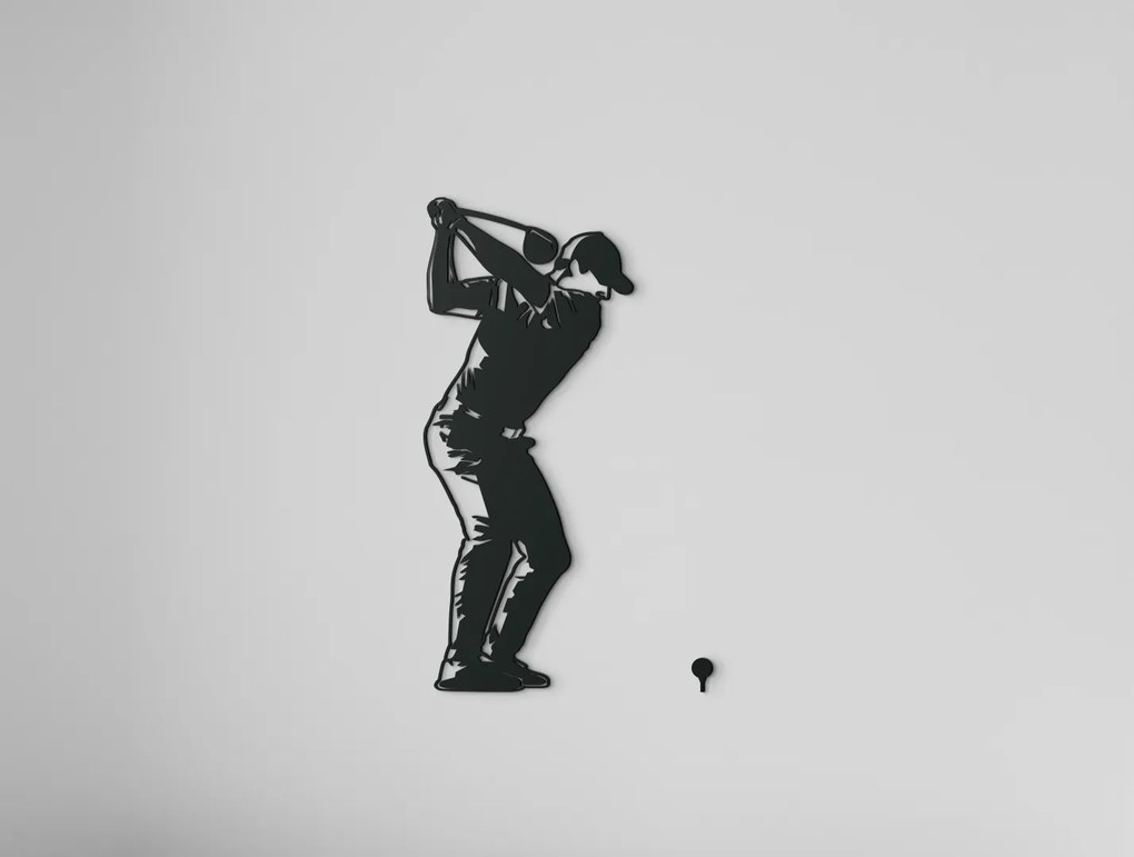 drevko Drevená nálepka na stenu Golfista Rozmer obrazu: 44,5 x 26 cm, Farba dekorácie: Čierna