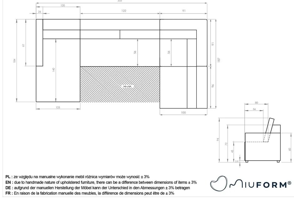 Svetlohnedá rozkladacia modulárna rohová pohovka s úložným priestorom (pravý roh) Lulu – Miuform