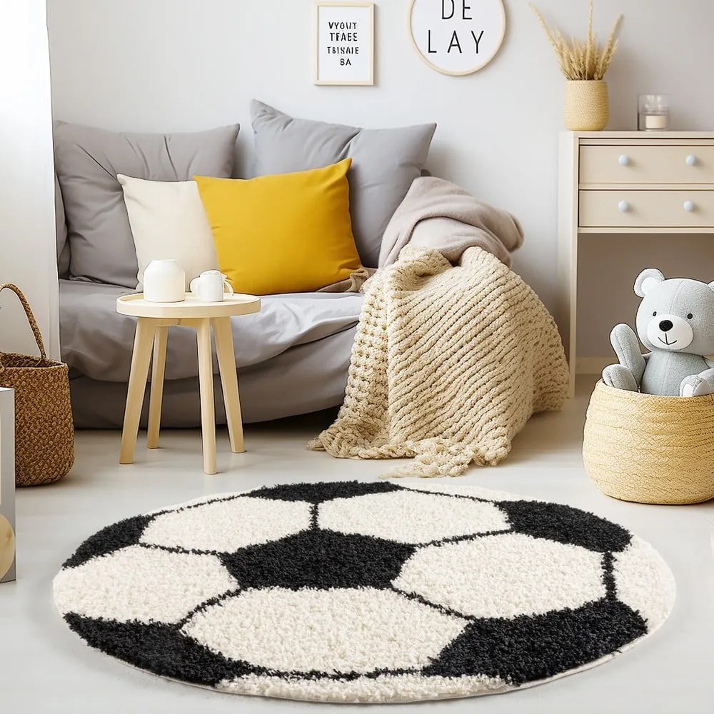 Čierno-krémový detský koberec ø 120 cm Fun – Ayyildiz Carpets