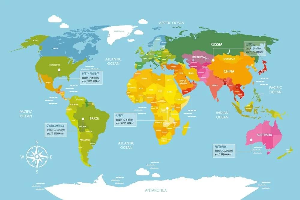 Samolepiaca tapeta výnimočná mapa sveta - 300x200
