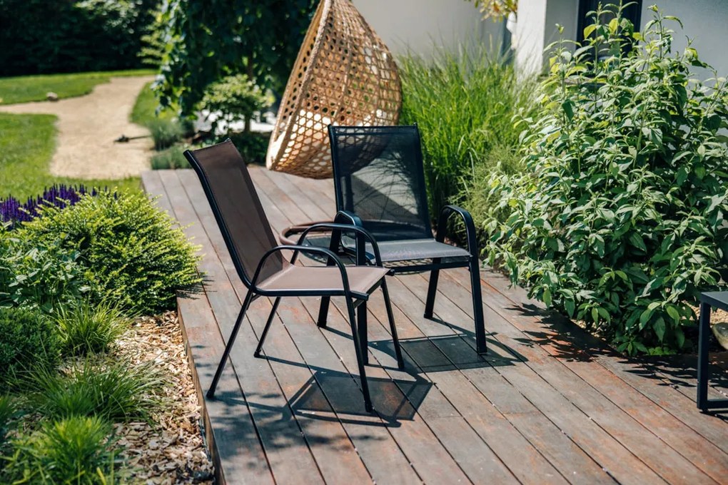 AKCIA Záhradné kreslá TAVERNO set 2ks sivá/čierna II. akosť