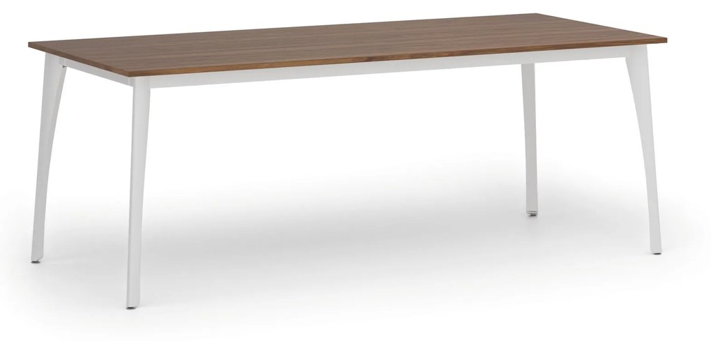 Rokovací stôl PRIMO OMEGA, 2000 x 900 mm, biela podnož, orech