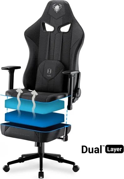 Herné kreslo s látkovým poťahom, veľkosť Small Size, čierne: Diablo X-Player 2.0