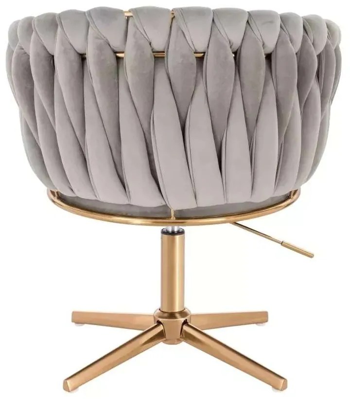 LuxuryForm DESIGN Kreslo NORDEN VELUR na zlatom kríži - svetlo šedé