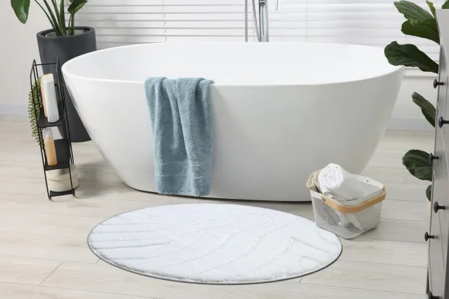 Kúpeľňový koberček SUPREME WAVES vlny, biely kruh