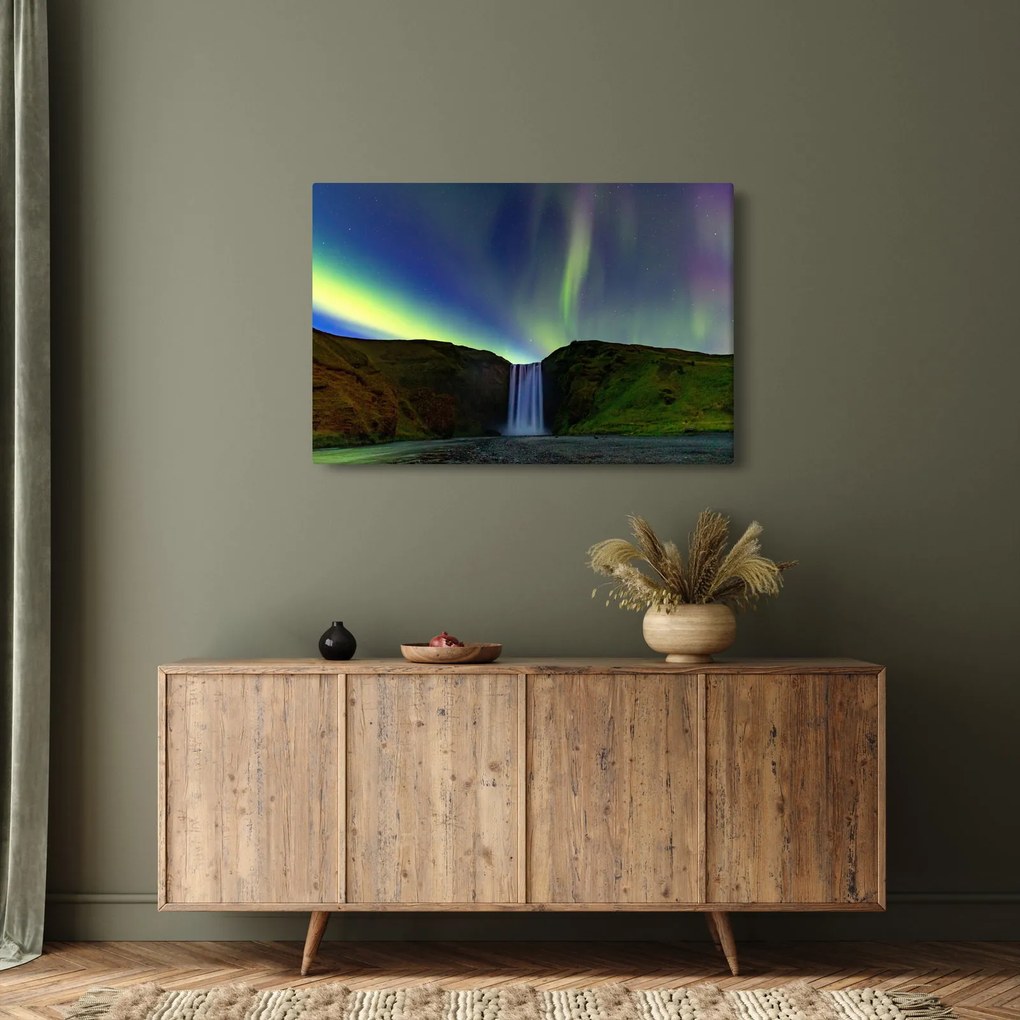 Obraz - Polárna žiara na Islande (90x60 cm)