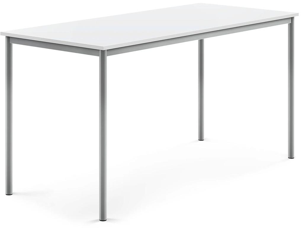 Stôl SONITUS, 1800x800x900 mm, HPL - biela, strieborná