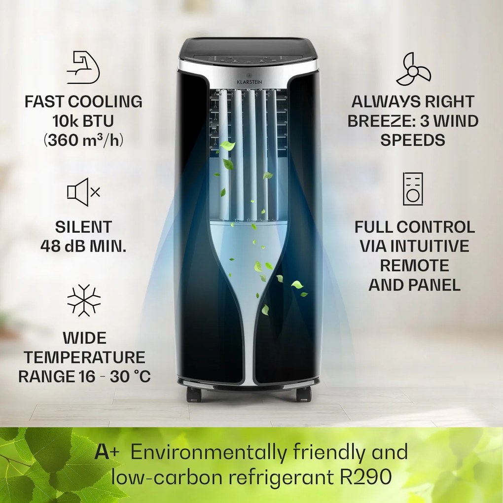 Klarstein New Breeze ECO, mobilná klimatizácia, 935 W, 10 000 BTU/2.9 kW, A+