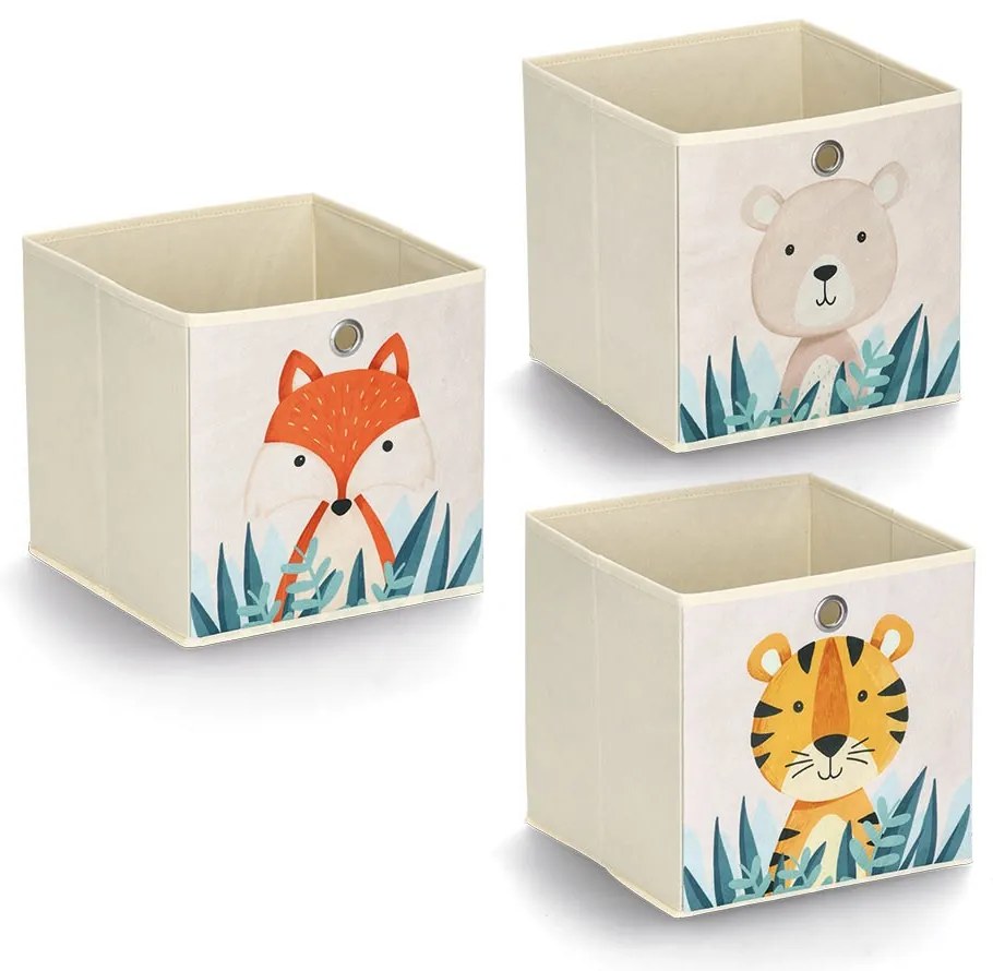 Zeller Present Úložný box na hračky - kostka - MEDVĚD, 28x28x28
