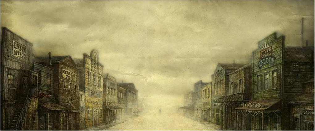 Obraz westernového mestečka (120x50 cm)