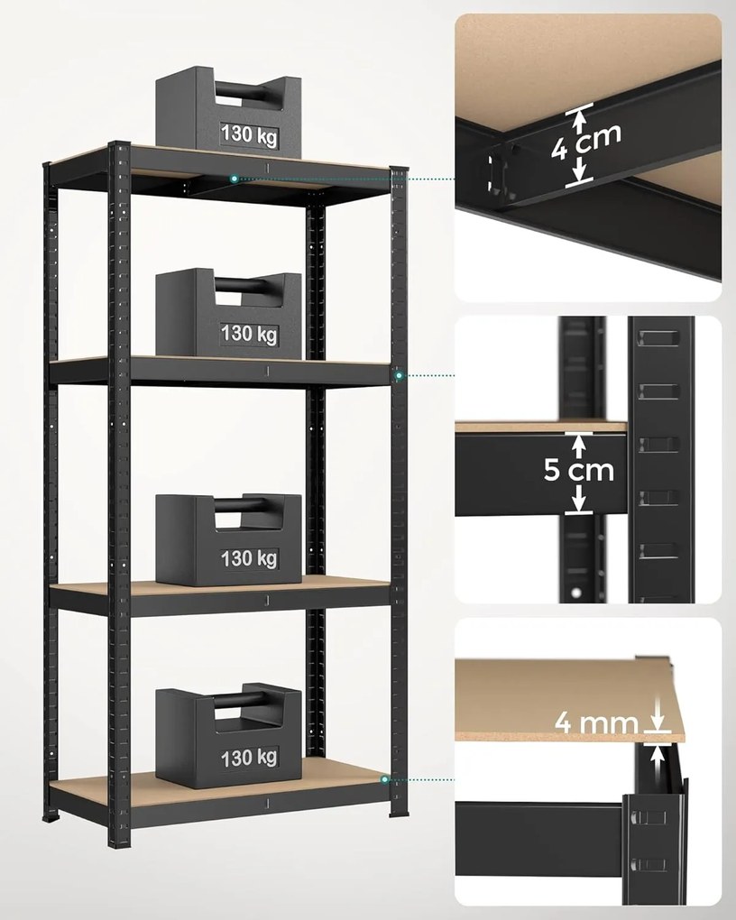 Dílenský regál Busta 80 cm černý/hnědý