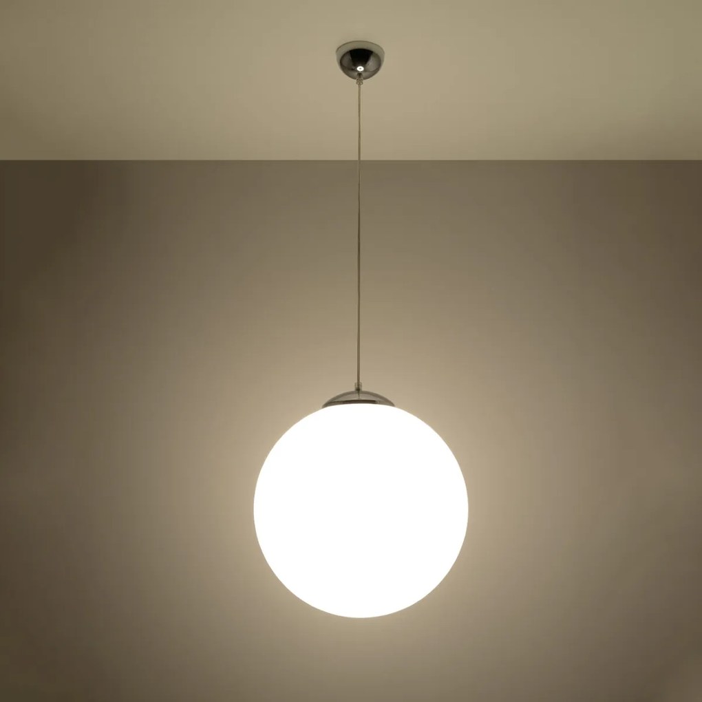 Závesné svietidlo Ugo, 1x biele sklenené tienidlo, (fi 40 cm), ch