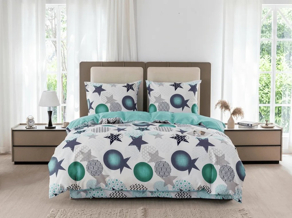 Flanelové obliečky z mikrovlákna MINT STARS farebné Rozmer obliečky: 2 ks 70 x 90 cm | 200 x 220 cm