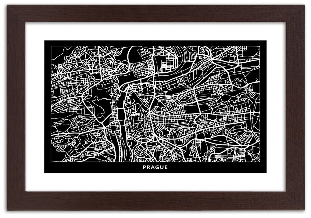 Gario Plagát City plan Prague Farba rámu: Bez rámu, Rozmery: 90 x 60 cm