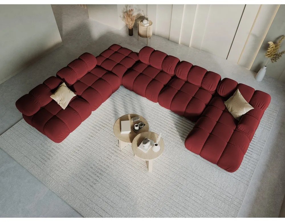 Červená zamatová pohovka 379 cm Bellis – Micadoni Home