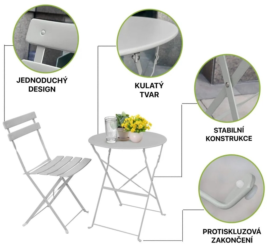 Skladacia súprava záhradného nábytku ORION šedá