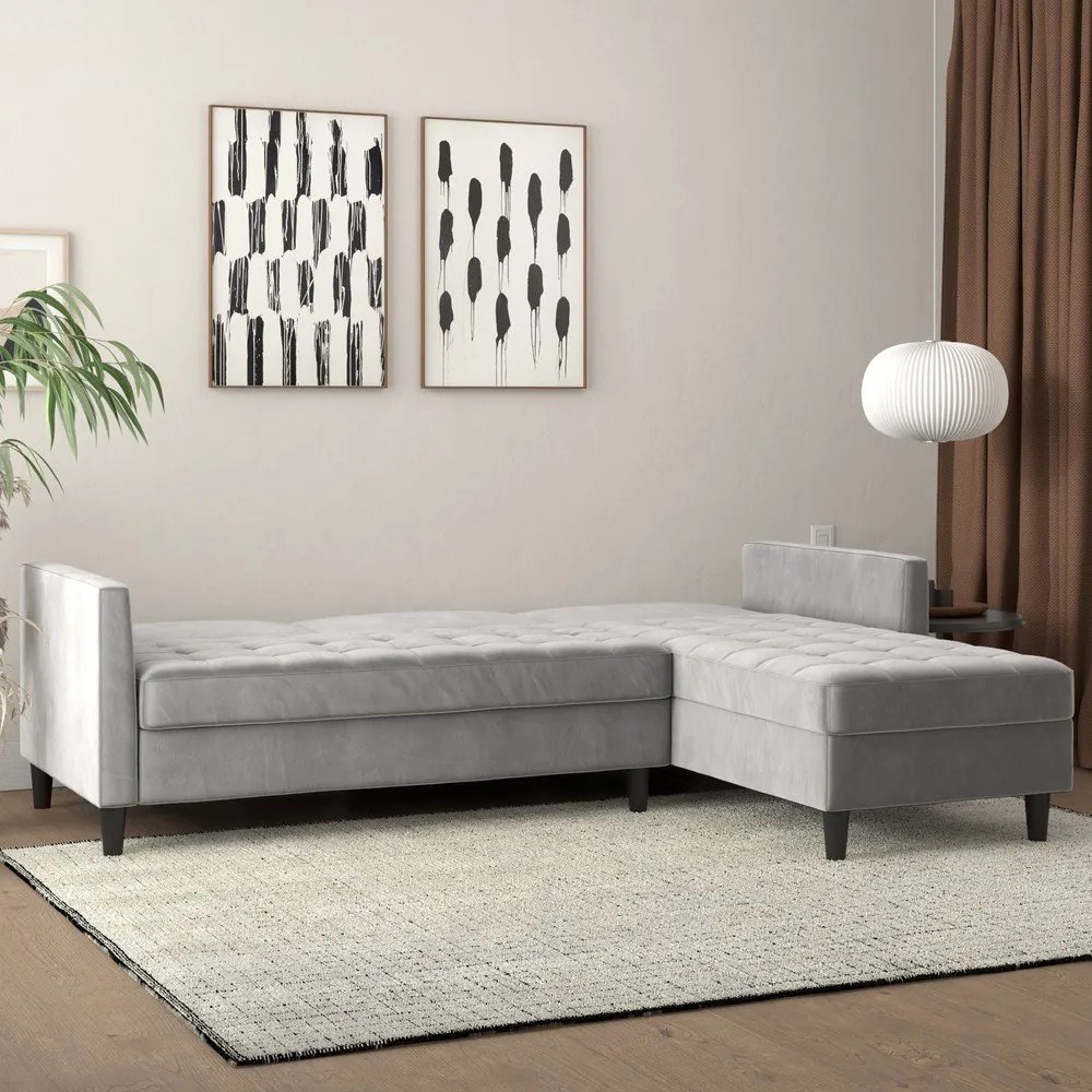 Svetlosivá zamatová rohová pohovka Presley – Støraa